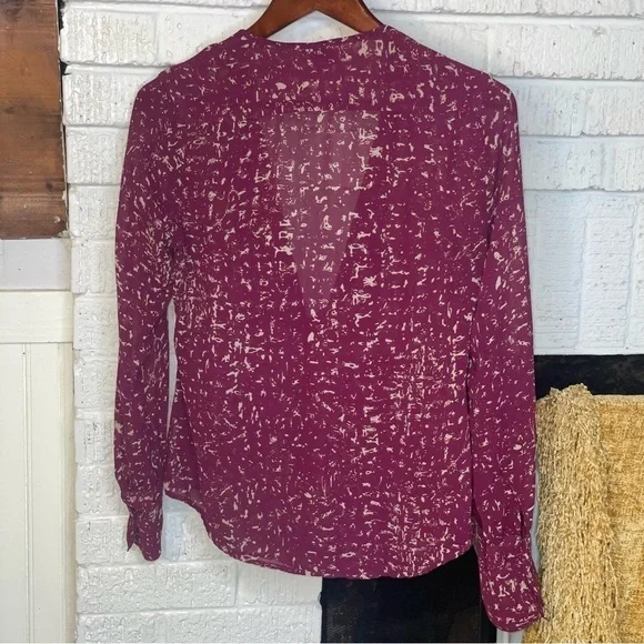 CONVERSE One Star Plum Button Pintuck Blouse M - Picture 6 of 13